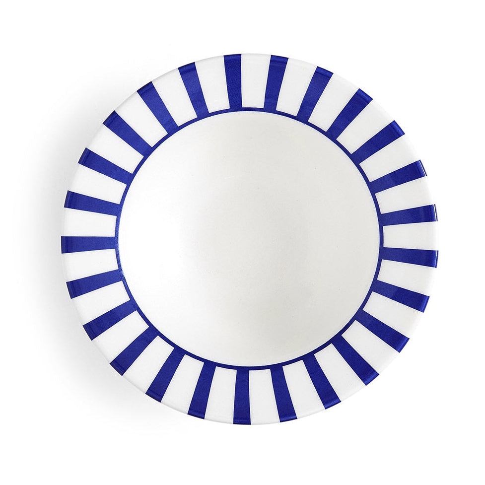 Spode Steccato 19cm blue and white striped cereal bowl made in England.