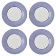 Set of four Spode Steccato 28cm blue and white striped earthenware dinner plates.