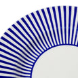 Close-up of the cobalt blue striped border on the Spode Steccato salad plate.