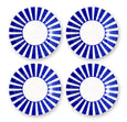 Set of four Spode Steccato 18cm bold stripe side plates in signature blue and white design.