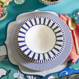 Spode Steccato cereal bowl layered with matching dinnerware in a colourful contemporary table setting.