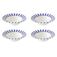 Set of four Spode Steccato 19cm cereal bowls with cobalt blue striped rims.