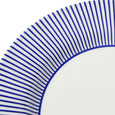 Close-up detail of the Spode Steccato dinner plate showcasing the iconic cobalt blue striped border.
