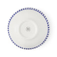 Top view of Spode Steccato rimless bowl showing blue striped rim and official Spode England backstamp