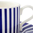 Close-up of the cobalt blue striped detail on the Spode Steccato teacup.