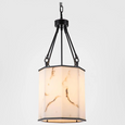 Stone Flower Chandelier illuminated with warm light through white stone-look resin panels
