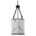 Stone Flower Chandelier with white stone-look resin panels and dark aluminium frame