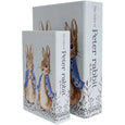 Tales of Peter Rabbit decorative book boxes set of two with rabbit illustrations and pale covers — supplier image 2
