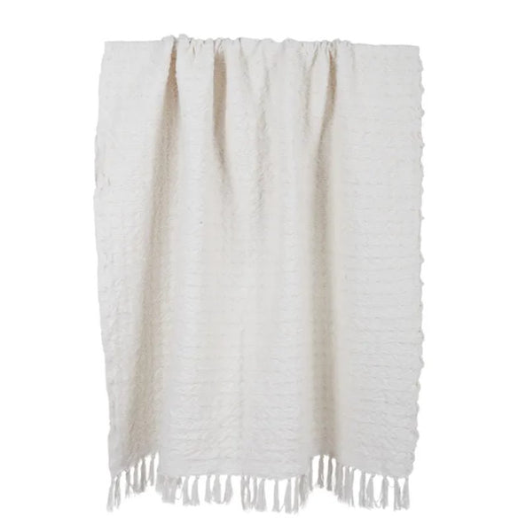 Bethany Cotton Blend Throw Ivory