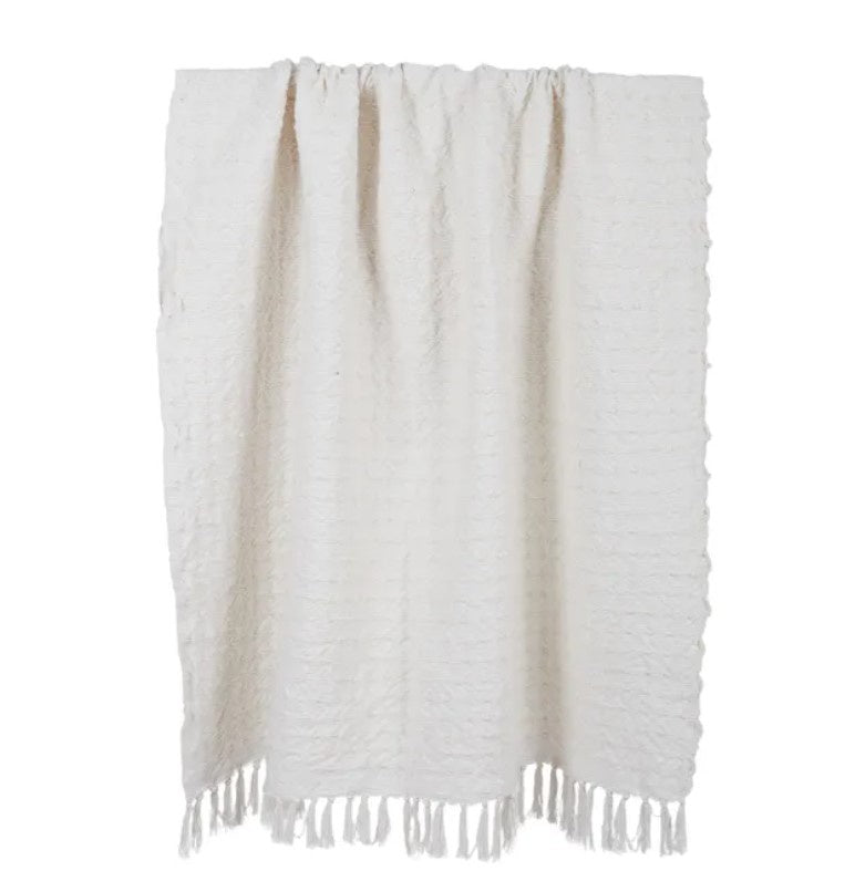 Bethany Cotton Blend Throw Ivory