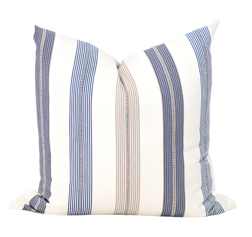 Ticking Stripe Windsor Navy Lounge Cushion 55cm