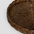 Close-up of Twill Rattan Tray Brown showing natural handwoven rattan texture and braided edge