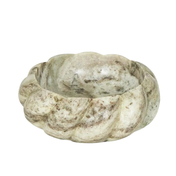 Small Twist Marble Bowl – hand-carved multi-colour marble with twisted design, 15cm decorative bowl for jewellery, keys, or display.