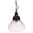 Haven Bell Glass Pendant With Black Wood Top - Black/Clear