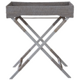 Verandah Butlers Tray in whitewashed rattan with foldable stand for coastal and Hamptons interiors