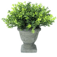 Verdant Urn Faux Topiary with realistic green foliage in a stone-look decorative urn planter