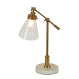 Close-up detail of Verona table lamp featuring natural marble base and antique brass finish
