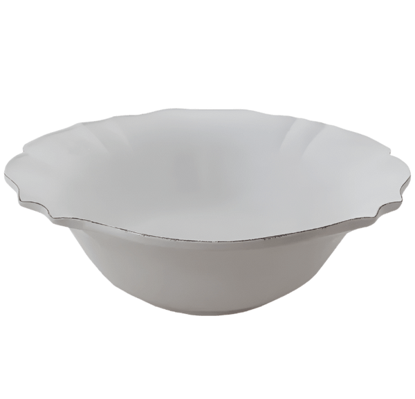Vienna Stoneware Round Salad Bowl Large in white glazed stoneware with an elegant scalloped rim and classic serving bowl design.