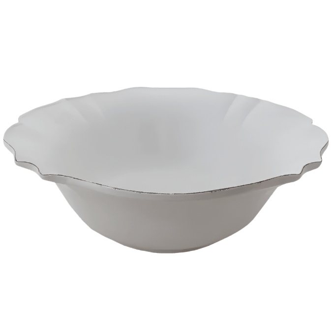 Vienna Stoneware Round Salad Bowl Large in white glazed stoneware with an elegant scalloped rim and classic serving bowl design.