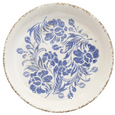 Vintage Blue Floral Decorative Plate 23.5cm with distressed rim and blue floral ceramic design
