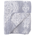 Vintage Paisley Bedspread Grey and White 200 x 230cm with quilted cotton outer and ornate floral medallion pattern.