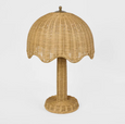 Scalloped rattan table lamp with woven texture coastal style lighting