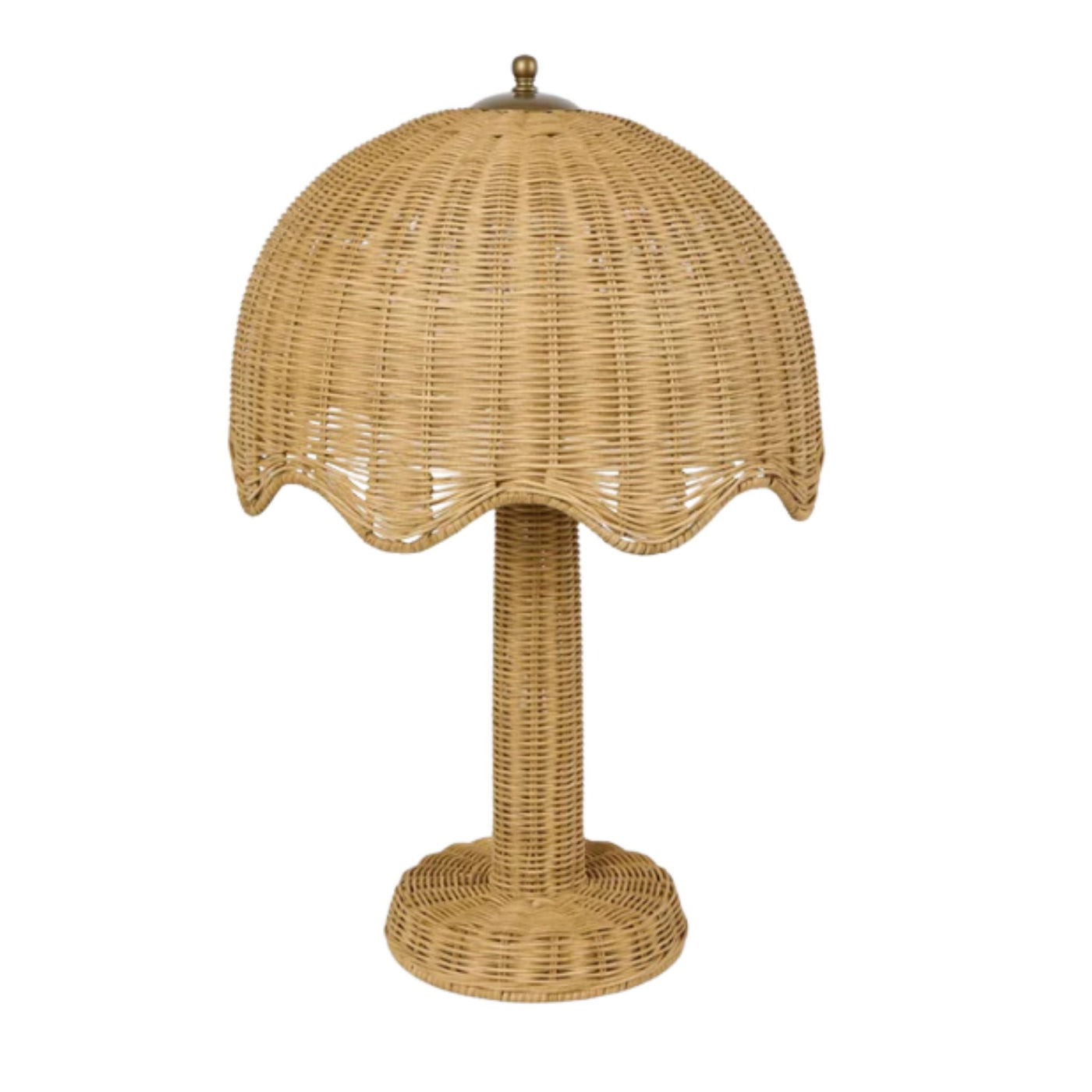 Scalloped rattan table lamp with woven texture coastal style lighting