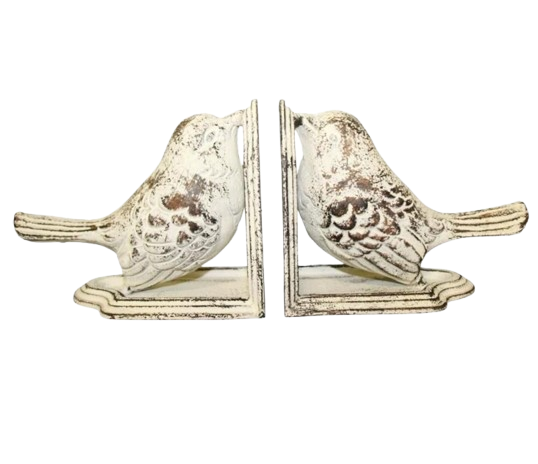 Bookends Birds Whitewash (Pair)