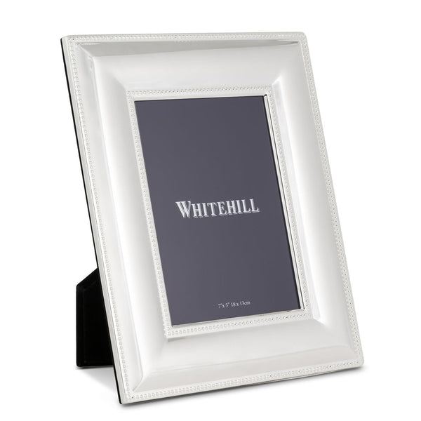 Wide Silver Plated Beaded Photo Frame 13cm x 18cm featuring elegant beaded trim and a polished silver finish.