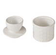 Wildflower & Hive butter bell opened to show white dolomite base and lid insert