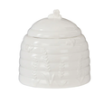 Wildflower & Hive white honeycomb storage jar with lid and embossed bee detailing