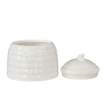Wildflower & Hive white dolomite storage jar with removable lid and honeycomb texture