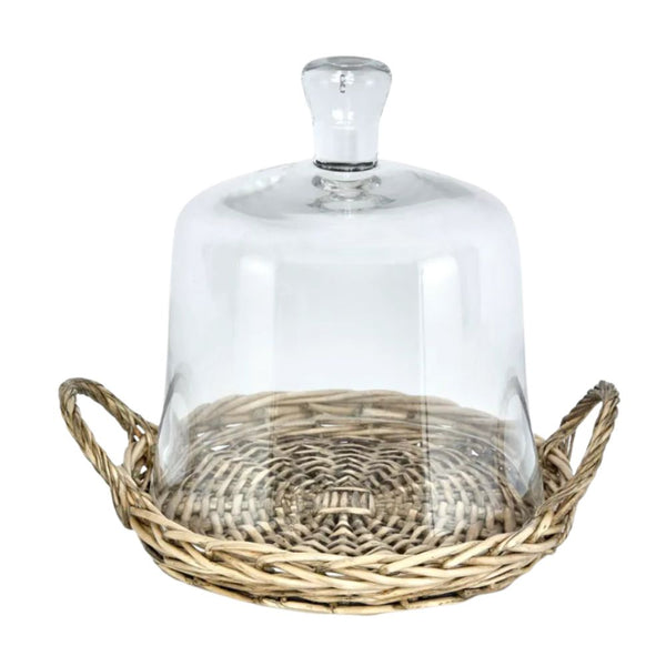 Willow Plate With Glass Cloche
