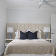 Winton Jar Shaped Table Lamp Small styled on bedside table in Hamptons bedroom
