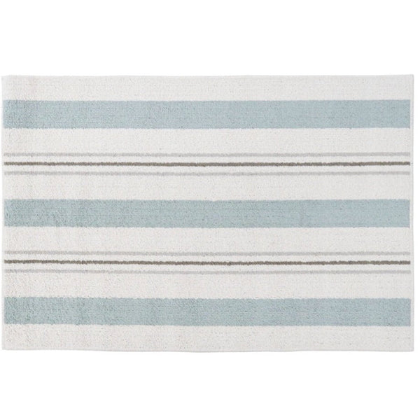 Woven Stripe Non-Slip Door Mat 60x90cm in blue and white coastal stripe design