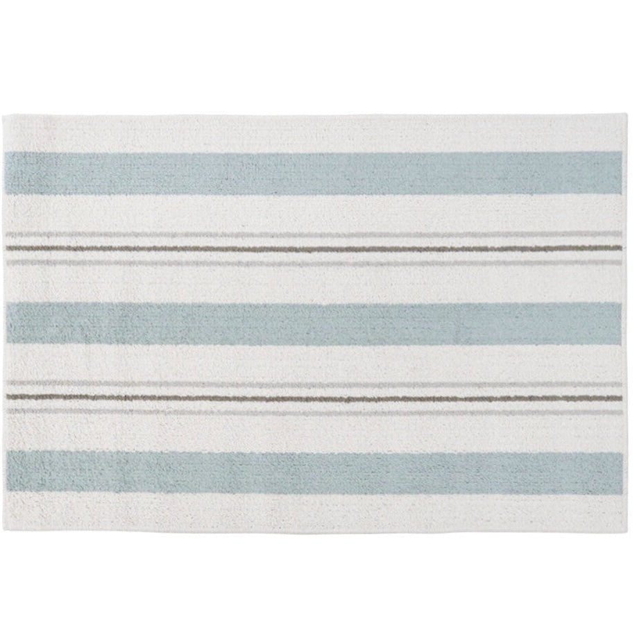 Woven Stripe Non-Slip Door Mat 60x90cm in blue and white coastal stripe design