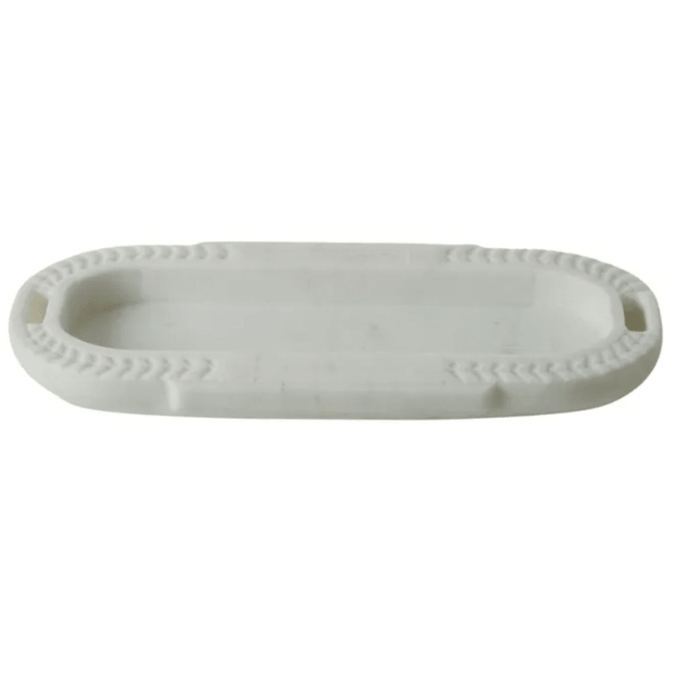 Zara Marble Tray White natural stone decorative tray with etched border