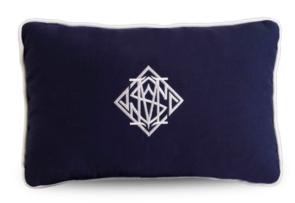 Diamond Monogram Navy Lumbar Cushion