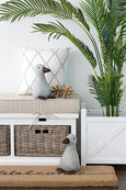 White Bench with Baskets