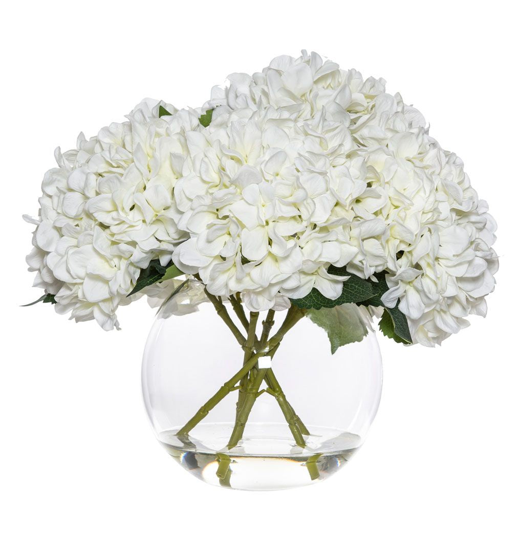 Hydrangea in Phoebe Sphere Vase White