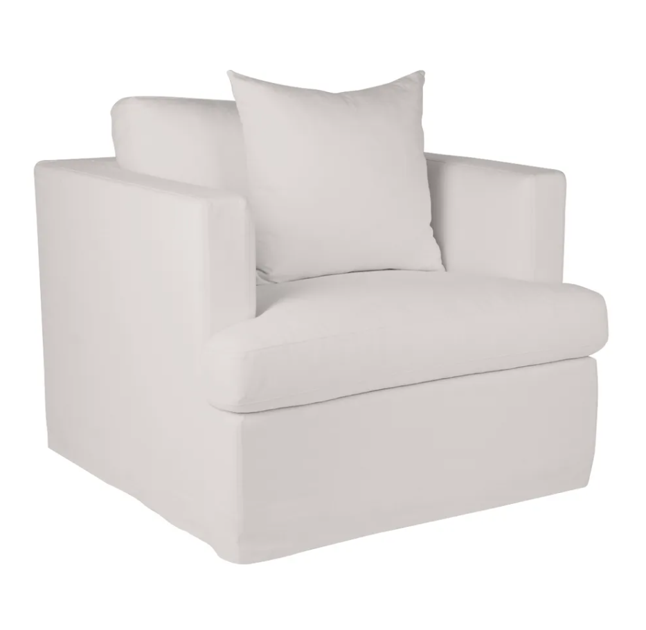 Birkshire Slip Cover Occasional Arm Chair Off White Linen