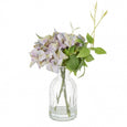 Hydrangea in Glass Vase 23cm Blue Lavender