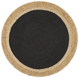 Round Jute Natural Rug Black