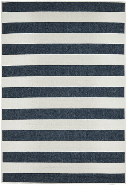 Harbour Navy Stripe Outdoor Rug