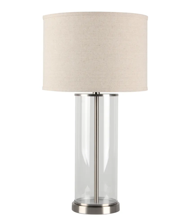 Left Bank Table Lamp  Nickel with Natural Shade