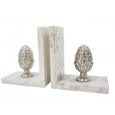 Silver Acorn Marble Bookends