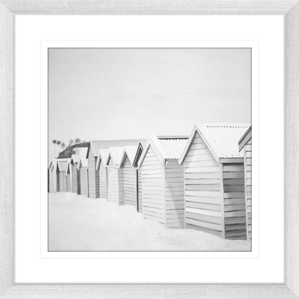 Beach Huts Black & White