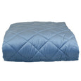 Allure Ocean blue velvet comforter folded, showing quilted texture and soft finish