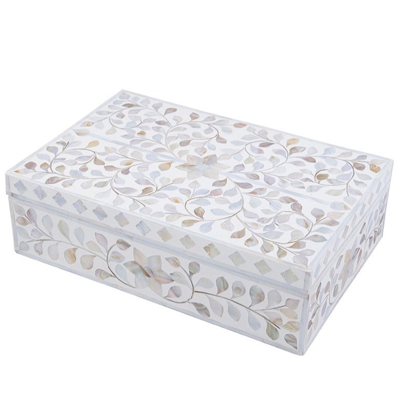 Mother of Pearl Inlay Box White