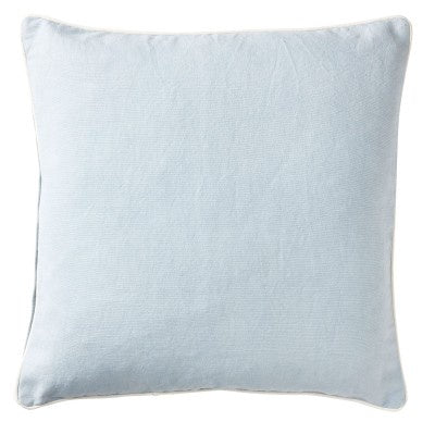 Sky blue 60cm cushion with white piping in heavy cotton canvas